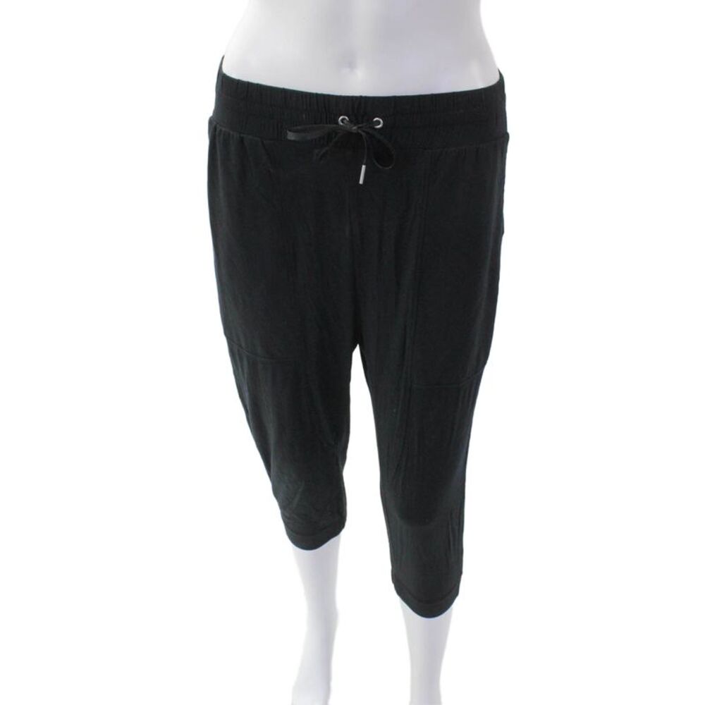 Helmut Lang Womens Drawstring Waist Pocketed Capri Sweatpants Black Size P